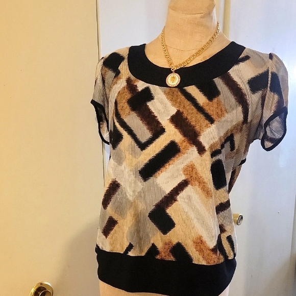 dressbarn Tops - HOST PICK- Stylish Black and Brown Women's Top by dressbarn [NEEDS REPAIR]
